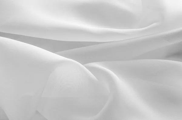 Textura, fondo, patrón. La tela de seda es transparente, blanca —  Fotos de Stock