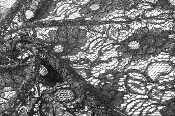 Texture Sfondo Pattern Tessuto Pizzo Nero Sfondo Tessuto Pizzo Stilizzato — Foto Stock