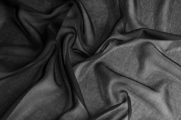 Texture Sfondo Pattern Tessuto Trasparente Nero Nero Maglia Tessuto Vedere — Foto Stock