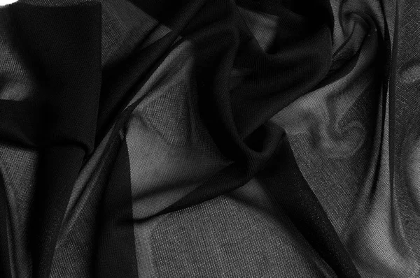 Texture, sfondo, pattern. Tessuto trasparente nero. Black Me — Foto Stock