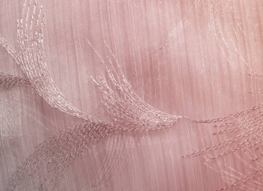 Doku, arka plan, desen. Pastel pembe tonları tül. Arka plan pembe kumaş. Yumuşak doku kumaş, pembe pastel tonu. Eski püskü şık tarzı. Arka plan olarak buruşuk tül.