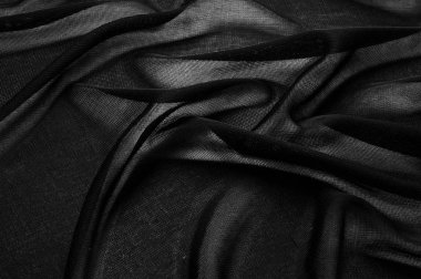 Doku, arka plan, desen. Siyah şeffaf kumaş. Beni siyah