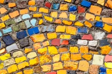 Doku, arka plan, desen. Portre fotoğraf çok renkli mozaik taş. Yapı tasarım dekor. Yüzme Havuzu duvar ve zemin kaplama