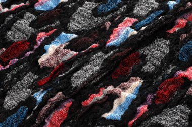 Doku, arka plan, desen. Yumuşak sıcak sıcacık atkı dikiş kumaş artıkları