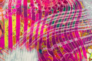 Doku arka plan görüntüsü, soyut desenli ipek kumaş. Renkli ipek kumaş yakın çekim. Filtre uygulanmış tonlu görüntü instagram tarzı. Fotoğraf ipek kumaş. Tekstil tasarımı. Kumaş boyama, boyama batik ipek