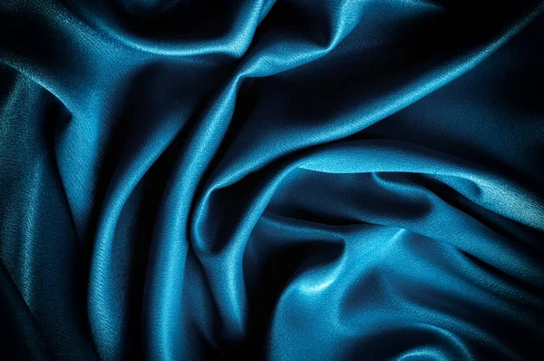 Tekstury, tła. szablonu. Jedwabne tkaniny portierowe jedwabny niebieski, niebieski — Zdjęcie stockowe