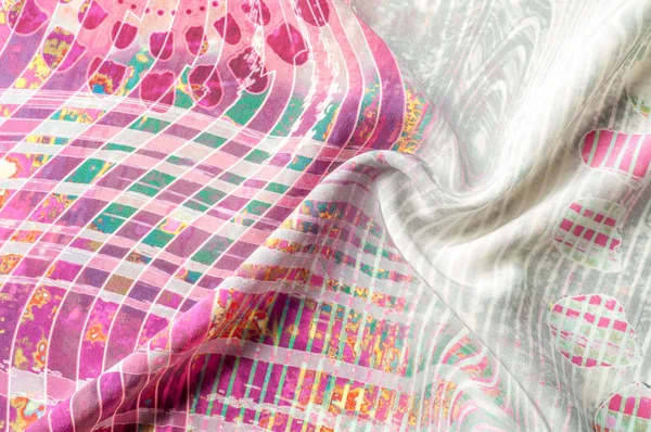 Текстура Фонового Изображения Шелковая Ткань Абстрактным Рисунком Цветная Шелковая Ткань — стоковое фото