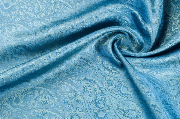 Hintergrund Textur, Muster. blauer Paisley-Seidenchiffon mod fabri — Stockfoto