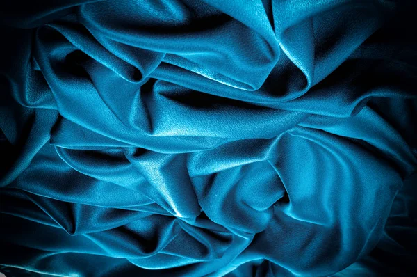 Texture, background. template. Silk fabric blue, Blue silk drape