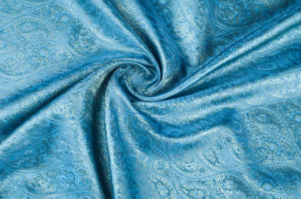 Background texture, pattern. Blue paisley silk chiffon mod fabri — Stock Photo, Image