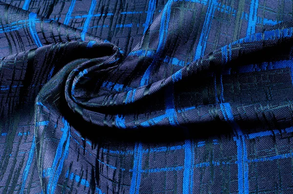 Textura Tela Fondo Tela Lana Rayas Azules Oscuras Rayas Negras —  Fotos de Stock