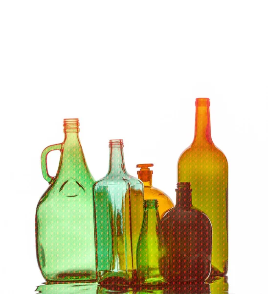 Achtergrondstructuur Patroon Lege Flessen Recycling Van Huishoudelijke Artikelen Inclusief Glas — Stockfoto