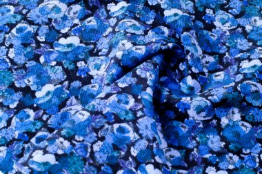 Doku arka plan görüntüsü, mavi kumaş çiçek desenli. Kot çiçek arka plan. Kot arka plan çiçekler ile. Kot sorunsuz doku. Mavi denim kumaş.