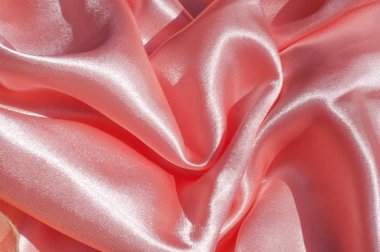 Doku, arka plan, desen. Astar kadın elbise ışık turuncu, turuncu bez astar. Kumaş mercan ipek