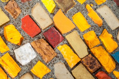 Doku, arka plan, desen. Portre fotoğraf çok renkli mozaik taş. Yapı tasarım dekor. Yüzme Havuzu duvar ve zemin kaplama