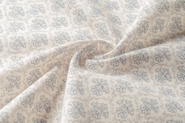 Doku arka plan deseni. Pamuk bez gri değil. İzole beyaz zemin üzerine yeşil ve gri çiçekler düz tasarımı. Çiçek deseni.