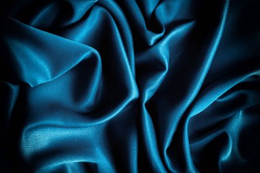 Doku, arka plan. Şablon. İpek kumaş mavi, mavi ipek örtüsü