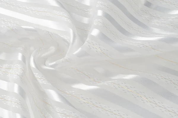 Textura Fundo Padrão Tecido Seda Branca Com Uma Faixa Luz — Fotografia de Stock