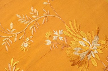 Doku arka plan deseni. Brown ile yoğun ipek kumaş işlemeli.  