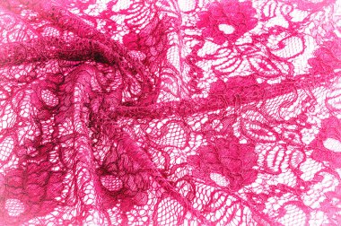 Doku, arka plan, desen. Kumaş kırmızı dantel. Arka planını dantel kumaştan gül stilize. Çiçekli soyut dantel modeli. Duvar kağıdı, iç çamaşırı ve takı. Davetler