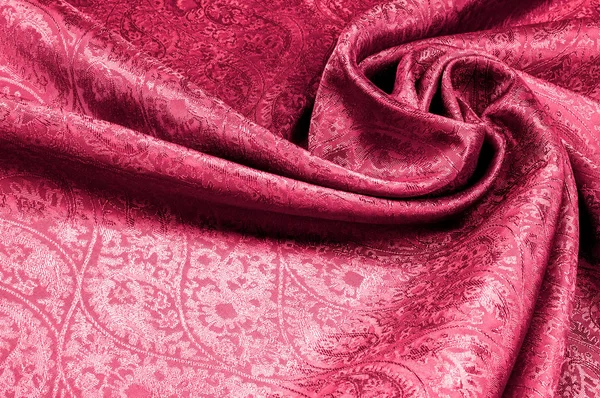 Arka plan doku, desen. Kırmızı Paisley ipek Hint kumaş - ac