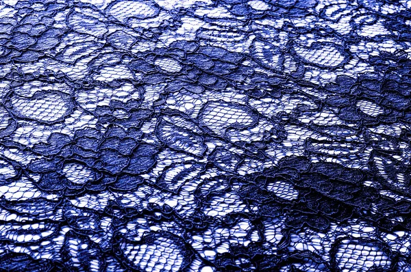 Texture Fond Motif Tissu Dentelle Bleue Fond Tissu Roses Stylisées — Photo