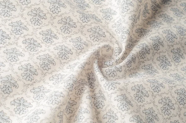 Modèle Fond Texture Tissu Coton Est Gris Conception Plate Fleurs — Photo