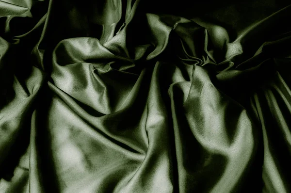 Texture Sfondo Pattern Tessuto Seta Verde Bellissimi Dupioni Puro Tessuto — Foto Stock