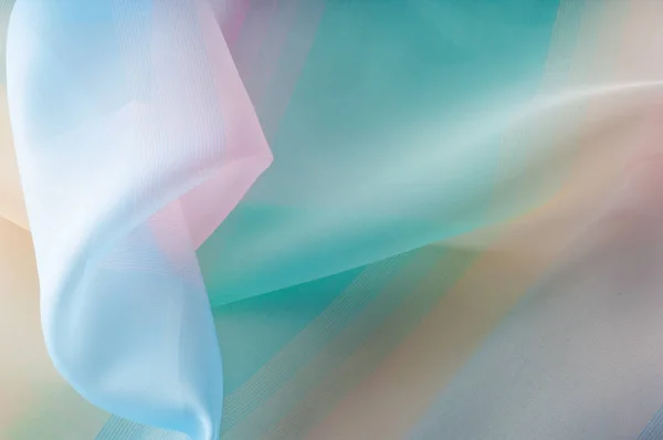 Texture Fond Motif Tissu Soie Transparent Vert Jaune Rose Bleu — Photo