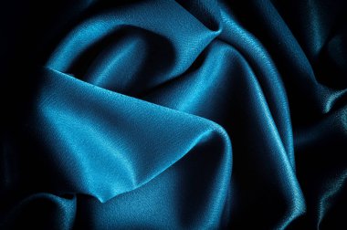 Doku, arka plan. Şablon. İpek kumaş mavi, mavi ipek örtüsü