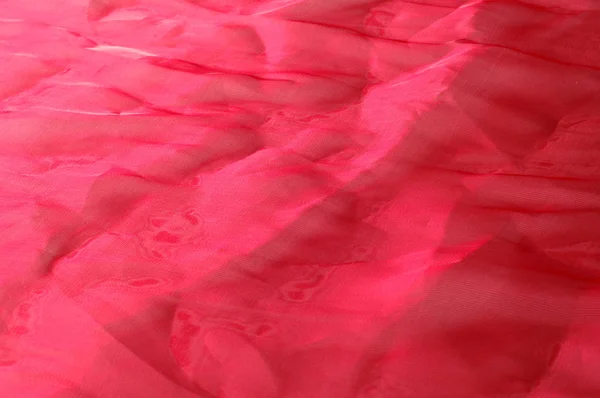 Texture Background Pattern Red Silk Transparent Fabric Cloth Texture Stretch — Stock Photo, Image