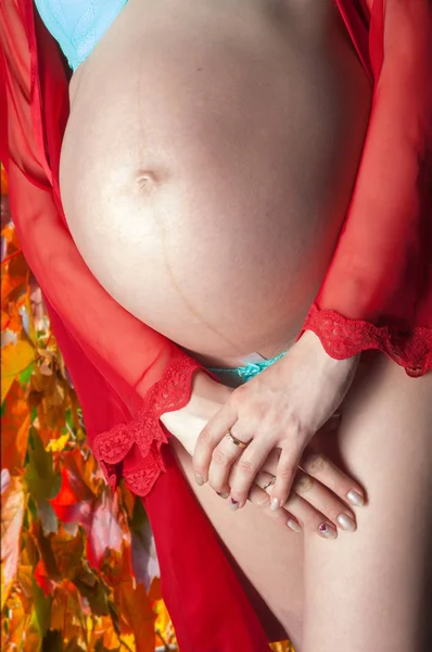 Κοιλιά Της Εγκύου Γυναίκας Εγκυμοσύνη Του Τελευταίου Σταδίου Μήνα — Φωτογραφία Αρχείου