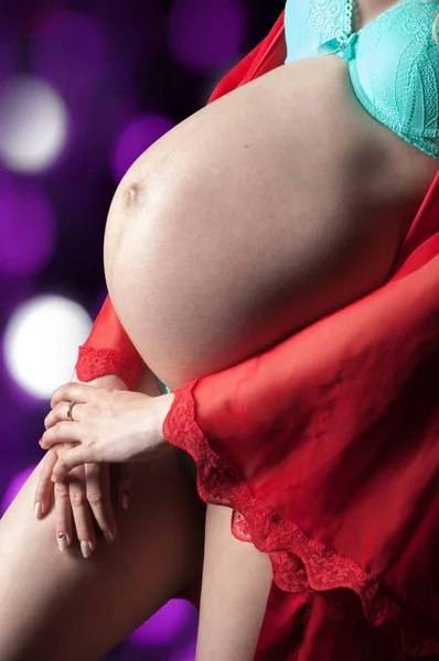 Vientre Una Mujer Embarazada Embarazo Última Etapa Meses —  Fotos de Stock