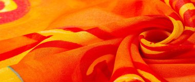 doku ipek, boyalı sarı çiçekler ile kumaş kırmızı arka plan 