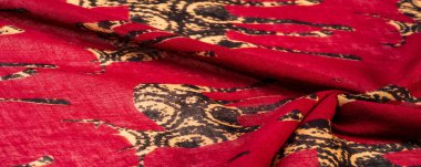 doku, arka plan, bir baskı ile kırmızı renk pamuklu kumaş 