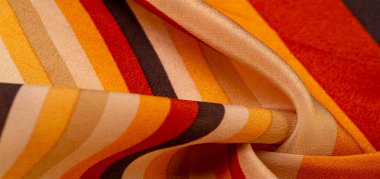 İpek kumaş, çizgili kumaş, kahverengimsi sarı kırmızı bej çizgiler, eski