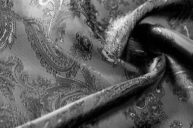 doku, arka plan, bir paisley patt ile siyah çelik gri kumaş