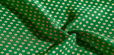 Doku arka plan, desen, kırmızı polka d ile yeşil ipek kumaş