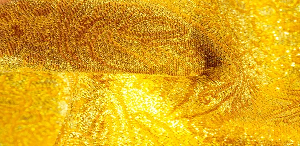 Textura de fondo, patrón. tela; brocado de oro amarillo. Organz — Foto de Stock