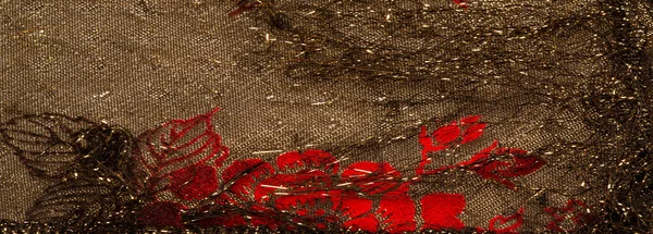 Textura, fondo, patrón, encaje con lentejuelas de oro Laca elástica —  Fotos de Stock