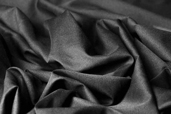Teksturowane tło plany, czarna tkanina. Ta lekka tkanina li — Zdjęcie stockowe