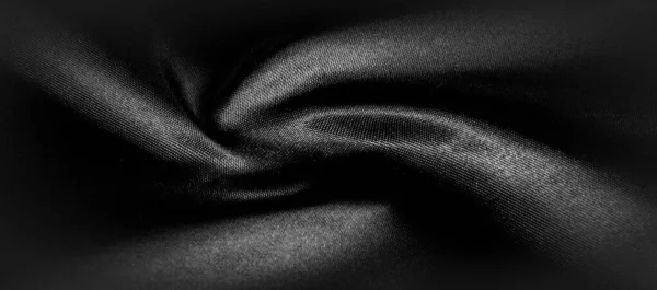 Texture, background, pattern. Black silk fabric. It is black and — Stock Photo, Image