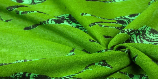 Textura, fundo, tecido de algodão de cor verde com uma impressão o — Fotografia de Stock