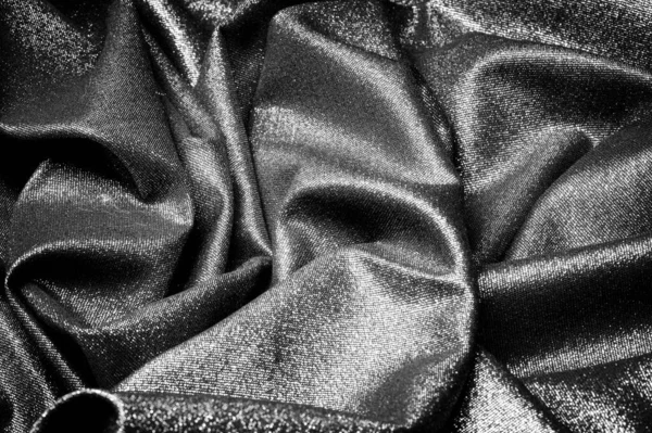 Texture, sfondo, pattern. Tessuto grigio nero rivestito con un met — Foto Stock