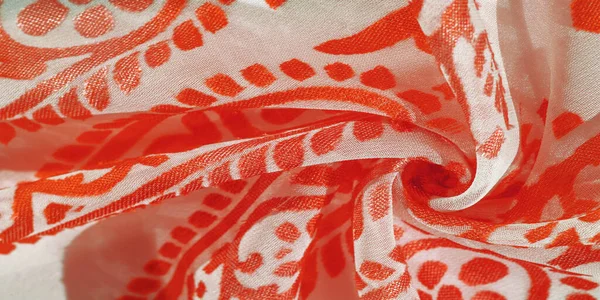 Texture, motif, collection, tissu de soie, écharpe féminine, frottement rouge — Photo