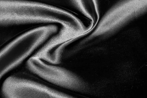 Textura, fondo, patrón. Tela de seda negra. Es negro y — Foto de Stock