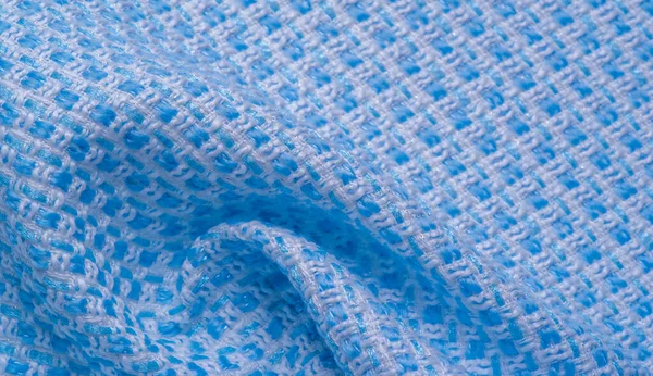 Textura, tecido, padrão. Grande tecido de fios azuis e brancos , — Fotografia de Stock