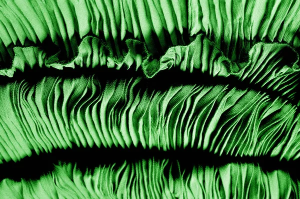 Texture, background, pattern, Fabric silk pleated green. This be — Stock Photo, Image