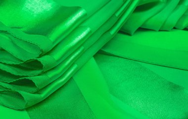 Doku, arka plan, metalik s ile yeşil ipek çizgili kumaş