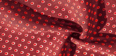 Doku arka plan, desen, kırmızı polka noktaları ile kırmızı ipek kumaş